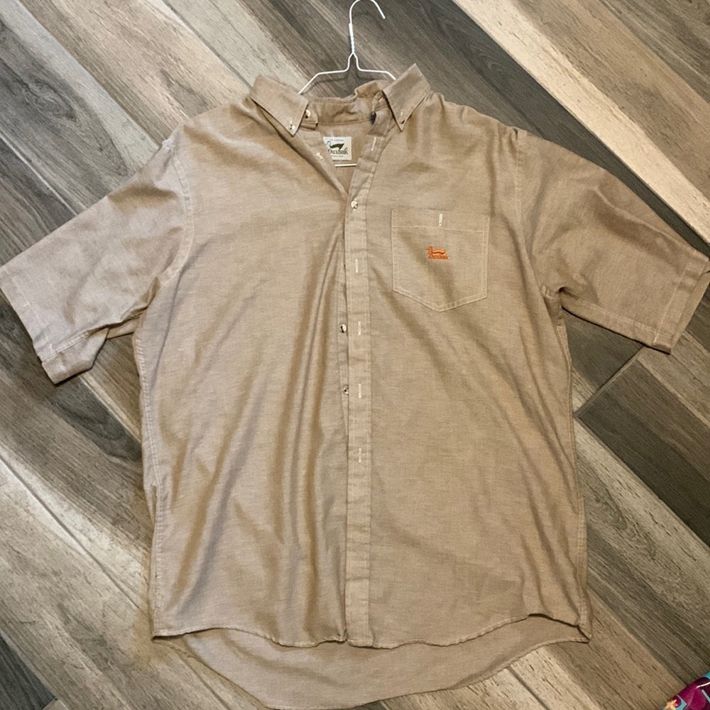 Duxbak Men’s Short Sleeve Button Down - XL Tan